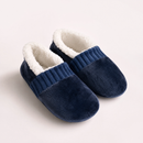 Pantufas de quarto RECANTO azul-marinho vistas de cima em fundo off-white