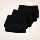 RESGUARDO — calcinha absorvente preta kit 3 Calmya, fundo off-white premium